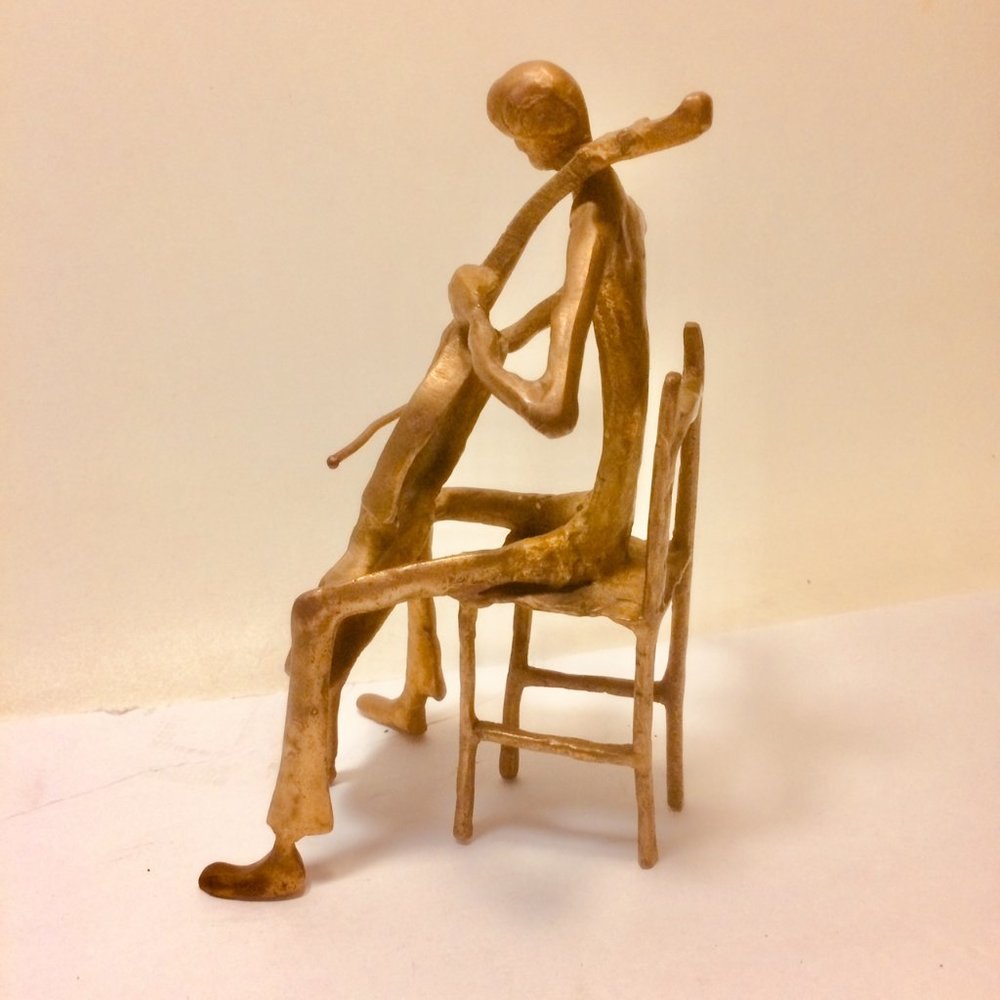 Brass Bassist Instrument Sculpture Double Base